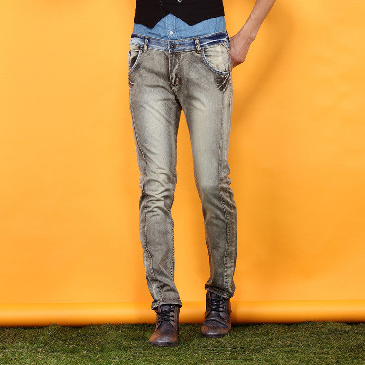 Gray & White Fade Slim Fit Designer Jeans