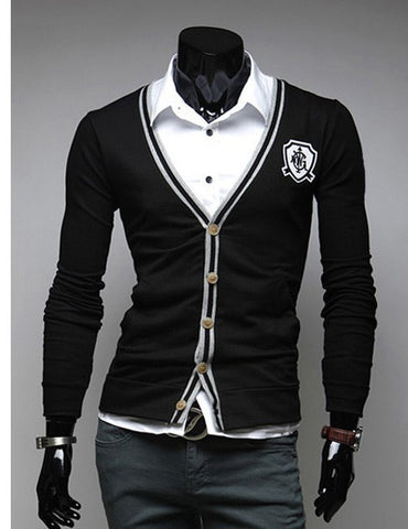 2017 Fall Collection Men's Round Collar Slim Fit Striped Sweater