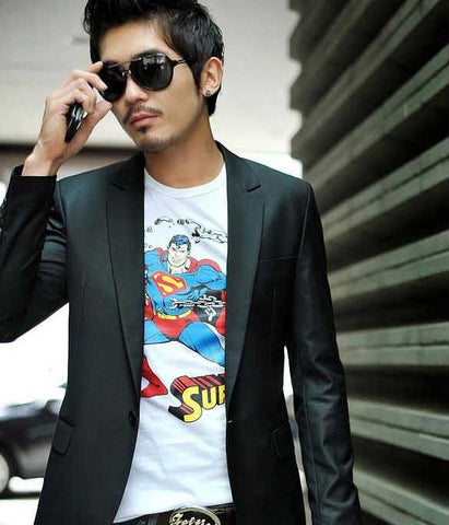 Two Tone Single Button Slim Fit Blazer