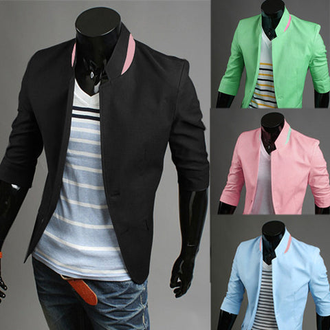 Two Tone Single Button Slim Fit Blazer