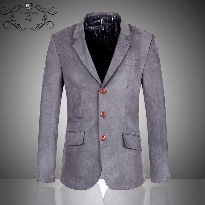 Stone Washed Effect Three Button Casual Blazer