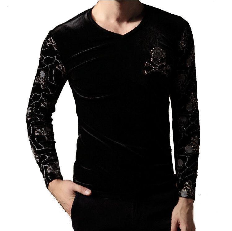Designer Skull Pattern Long Sleeve Thermal Shirt