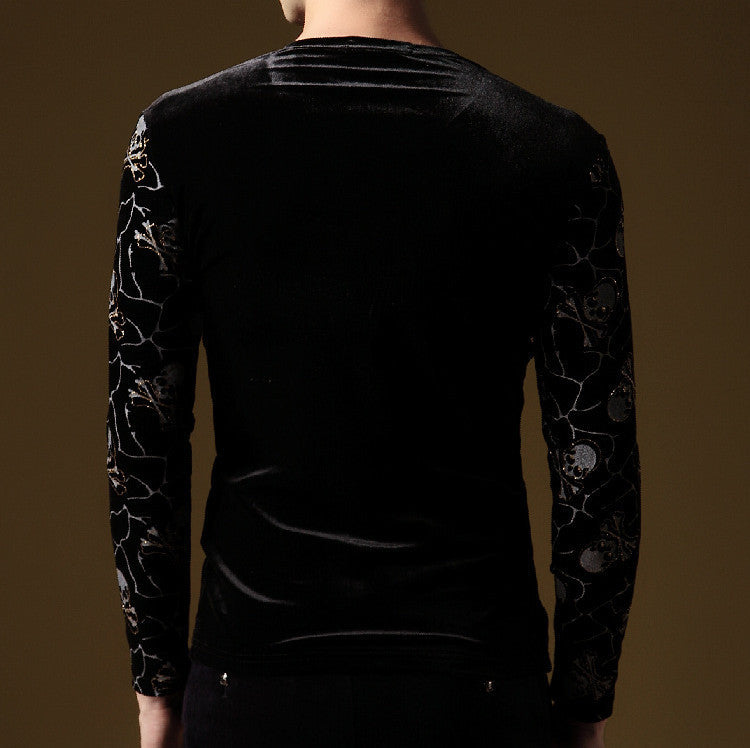 Designer Skull Pattern Long Sleeve Thermal Shirt