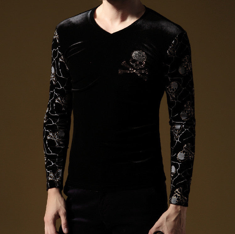 Designer Skull Pattern Long Sleeve Thermal Shirt