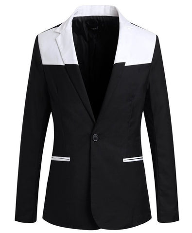 Two Tone Single Button Slim Fit Blazer