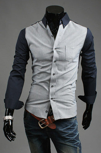 Classic Contrasting Colors Slim Fit Dress Shirt