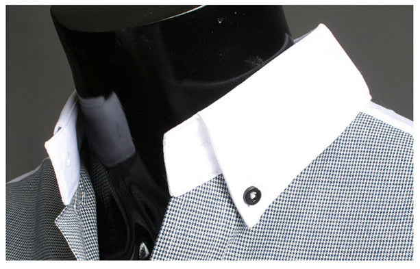 Classic Contrasting Colors Slim Fit Dress Shirt