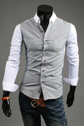 Classic Contrasting Colors Slim Fit Dress Shirt