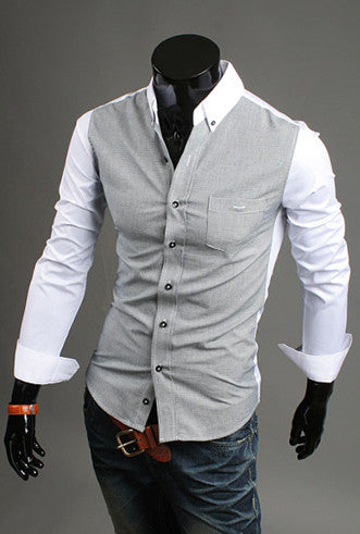 Classic Contrasting Colors Slim Fit Dress Shirt