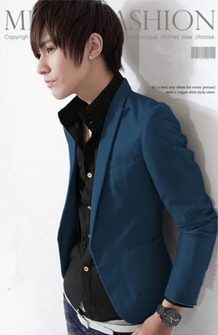 Two Tone Single Button Slim Fit Blazer