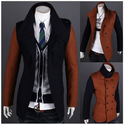 2017 Winter Collection Color Matching Men's Slim Fit Urban Style Coat/Jacket