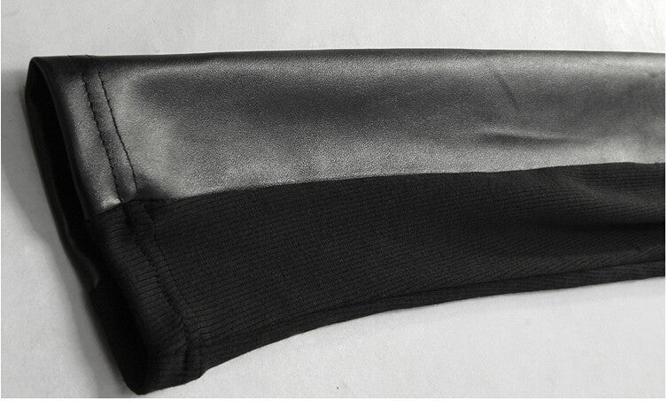 "Thin" Slim Fit Sweater With Leather Look Sleeves
