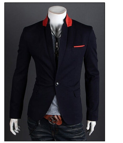 Two Tone Single Button Slim Fit Blazer