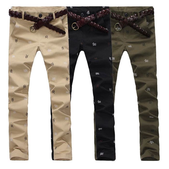 Skull & Cross Bone Designer Brand No Iron Slim Fit Pants