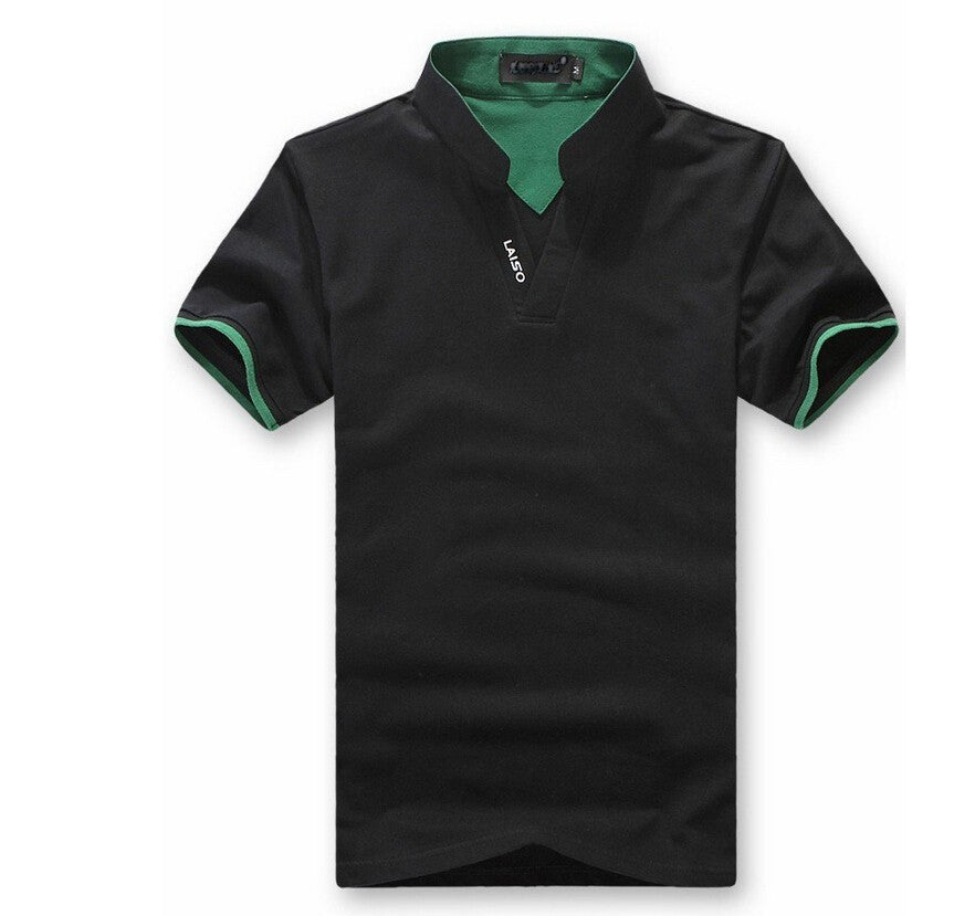 Laiso Mandarin Collar Short Sleeve Polo Shirt