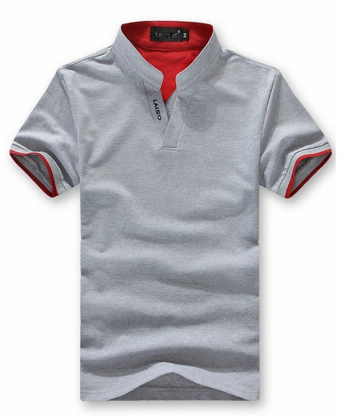 Laiso Mandarin Collar Short Sleeve Polo Shirt