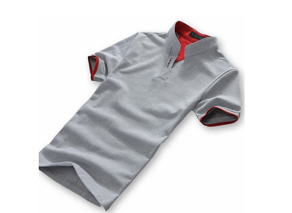 Laiso Mandarin Collar Short Sleeve Polo Shirt