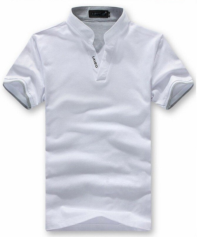 Laiso Mandarin Collar Short Sleeve Polo Shirt