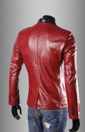 Leather Look Slim Fit Blazer