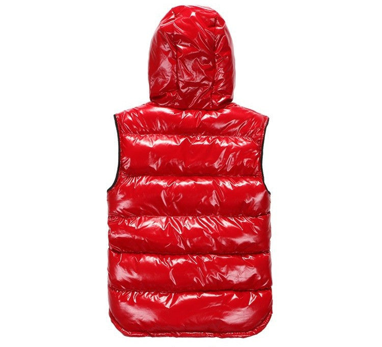 Slim Fit Bubble Vest With Hoodie
