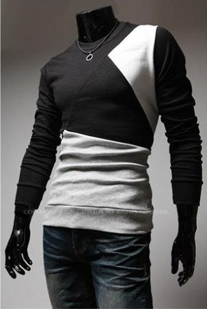2017 Fall Collection Men's Round Collar Slim Fit Striped Sweater