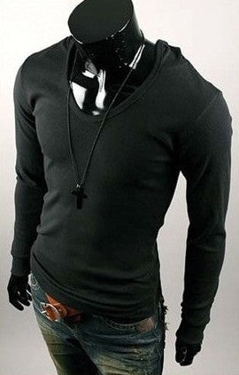 2017 Fall Collection Men's Round Collar Slim Fit Striped Sweater
