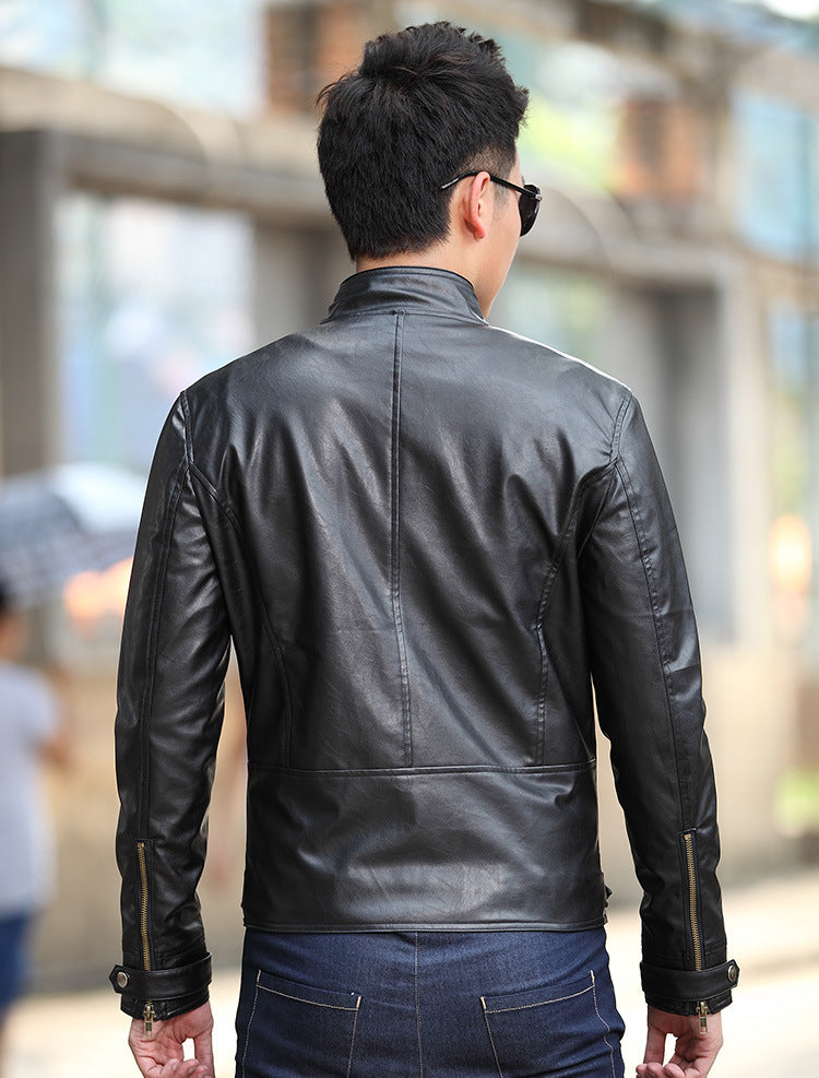 2017 Spring/Fall Collection Men's Slim Fit Faux Leather Jacket