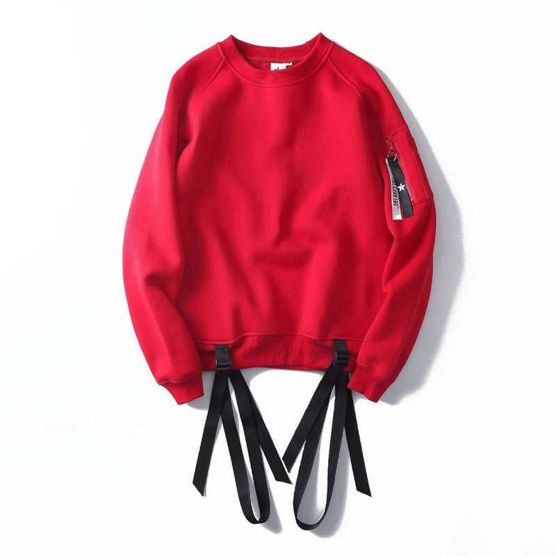 Ribbon Pullover Fleece Mens Urban Sweatshirts 2017 Streetwear Hip Hop Sweatshirt