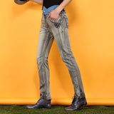 Gray & White Fade Slim Fit Designer Jeans