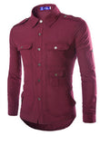 Multi-pocket Military Style Long Sleeve Shirt